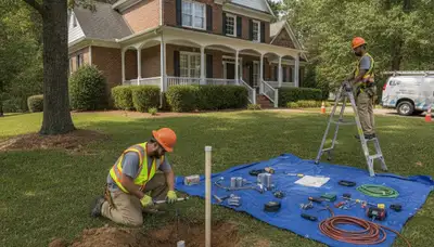 Raleigh, NC plumber repairing a sink for residential plumbing service