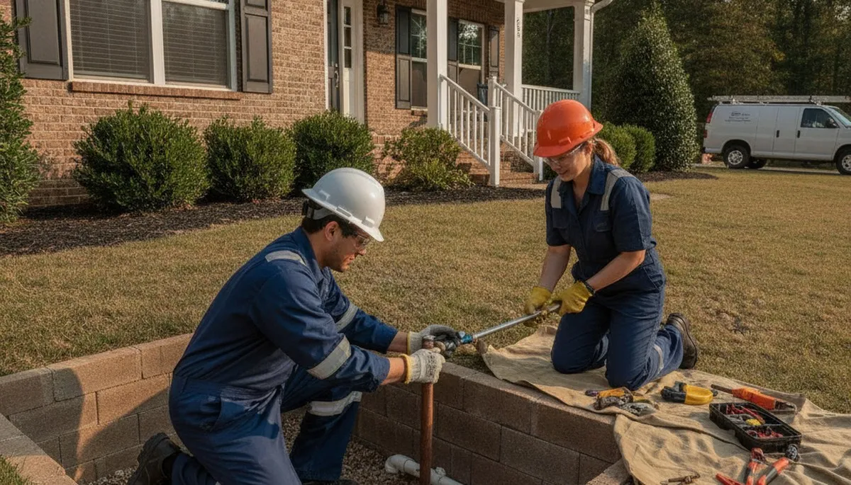Raleigh, NC plumber repairing plumbing for local home service customers