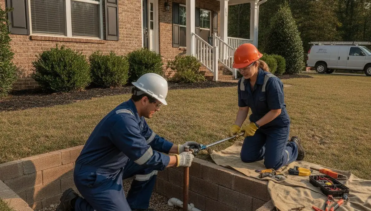 Raleigh, NC plumber repairing plumbing for local home service customers