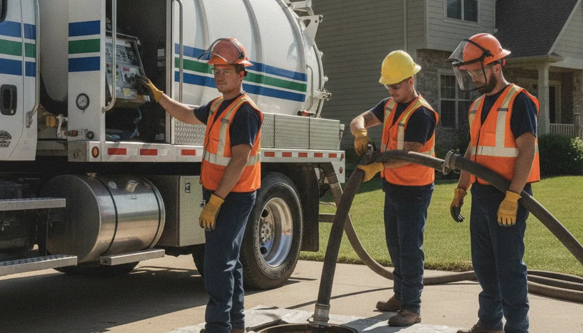 Septic pumping service truck for Raleigh, NC homes by On Call Plumbers