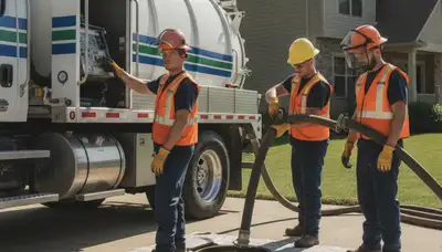 Septic pumping service truck for Raleigh, NC homes by On Call Plumbers